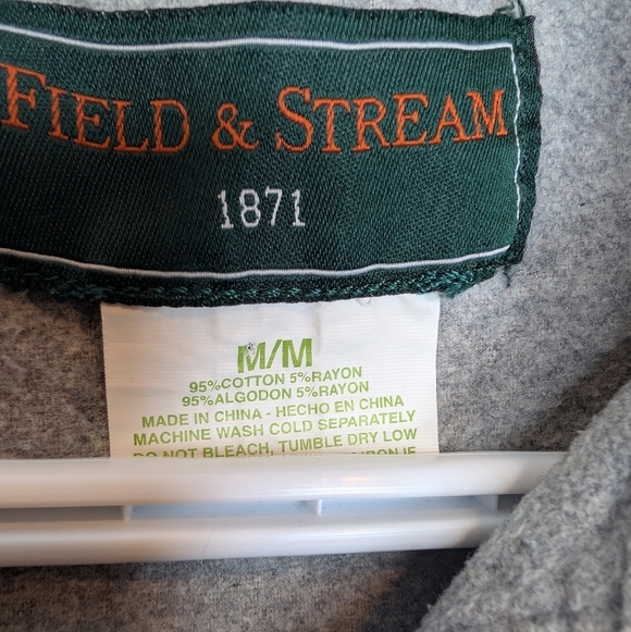 Field & Stream Vintage Gray Fleece Button-Up Shirt Men's Medium - Short arms. - Picture 3 of 10